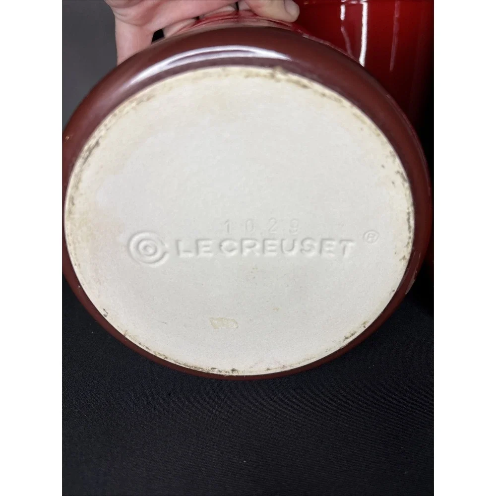 Le Creuset CERISE Red Stoneware 3-Canister Storage Jar Set with Lids #1029 - Picture 13 of 13